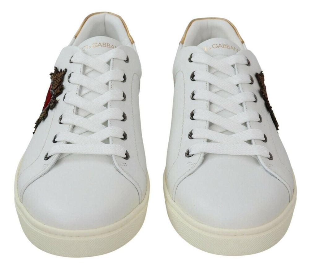 Dolce & Gabbana White Leather Heart Low Top Sneakers Casual Shoes - Ellie Belle