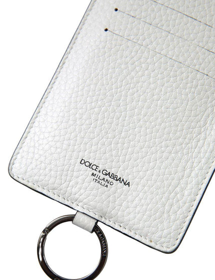 Dolce & Gabbana White Leather Lanyard Logo Card Holder Men Wallet - Ellie Belle