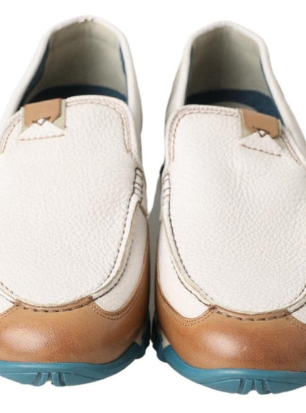 Dolce & Gabbana White Leather Loafers Moccasins Shoes