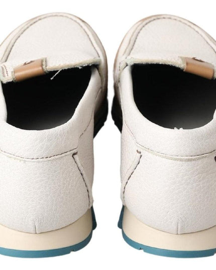 Dolce & Gabbana White Leather Loafers Moccasins Shoes