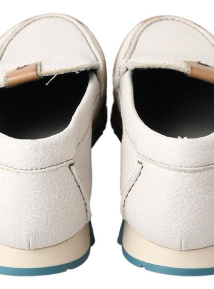 Dolce & Gabbana White Leather Loafers Moccasins Shoes