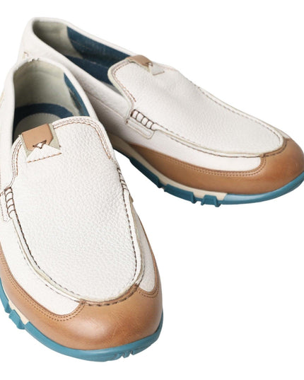 Dolce & Gabbana White Leather Loafers Moccasins Shoes