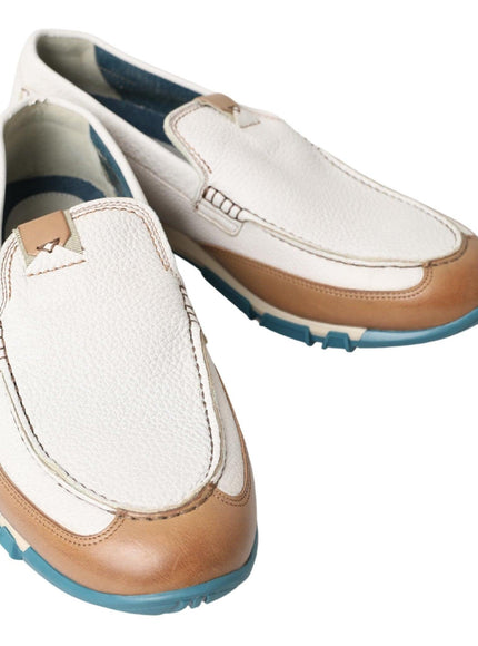 Dolce & Gabbana White Leather Loafers Moccasins Shoes