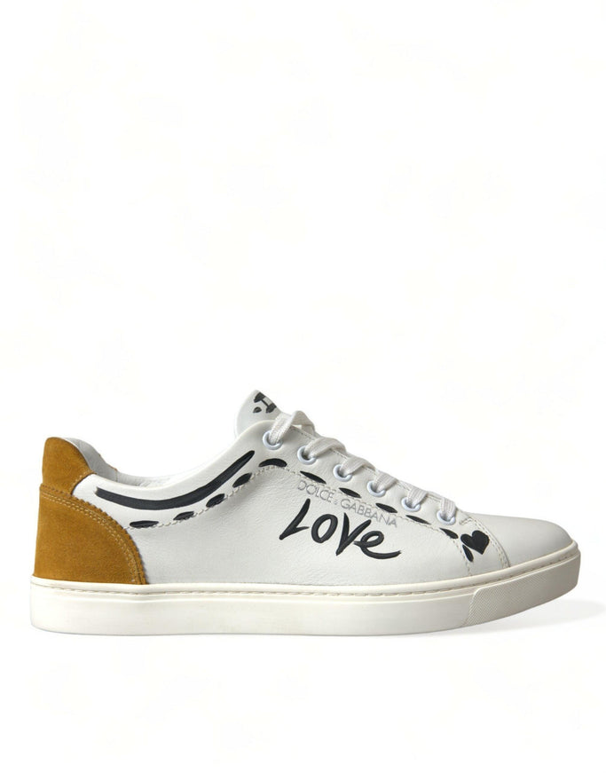 Dolce & Gabbana White Leather LOVE Milano Men Sneakers Shoes - Ellie Belle