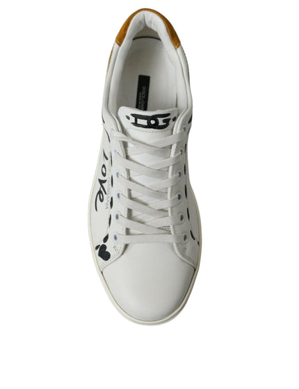 Dolce & Gabbana White Leather LOVE Milano Men Sneakers Shoes - Ellie Belle