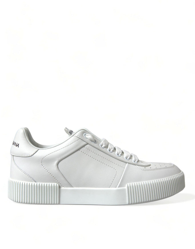 Dolce & Gabbana White Leather Low Top Lace Up Sneakers Shoes - Ellie Belle