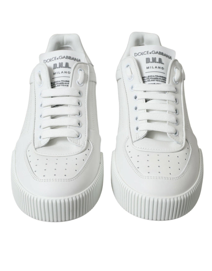 Dolce & Gabbana White Leather Low Top Lace Up Sneakers Shoes - Ellie Belle