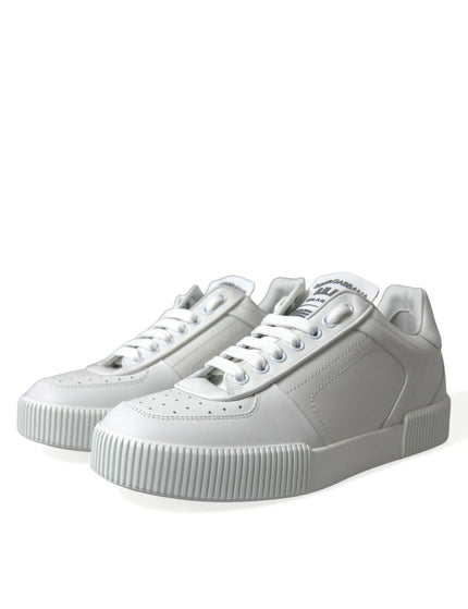Dolce & Gabbana White Leather Low Top Lace Up Sneakers Shoes - Ellie Belle