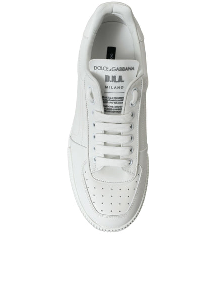 Dolce & Gabbana White Leather Low Top Lace Up Sneakers Shoes - Ellie Belle