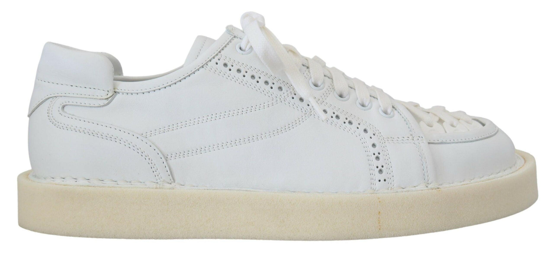 Dolce & Gabbana White Leather Low Top Oxford Sneakers Casual Shoes - Ellie Belle