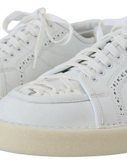Dolce & Gabbana White Leather Low Top Oxford Sneakers Casual Shoes - Ellie Belle