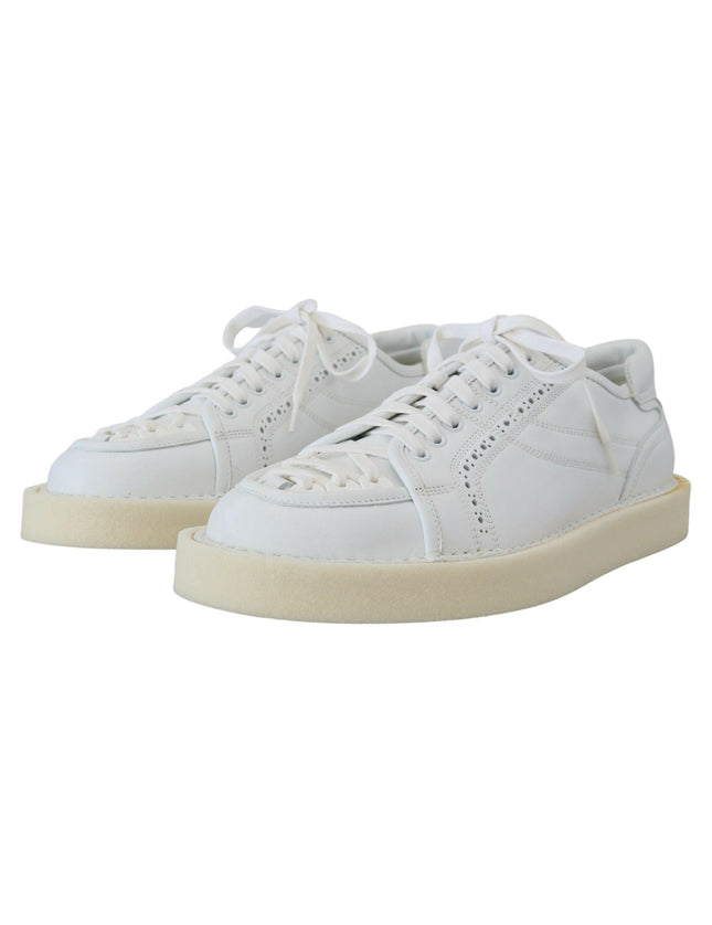 Dolce & Gabbana White Leather Low Top Oxford Sneakers Casual Shoes - Ellie Belle