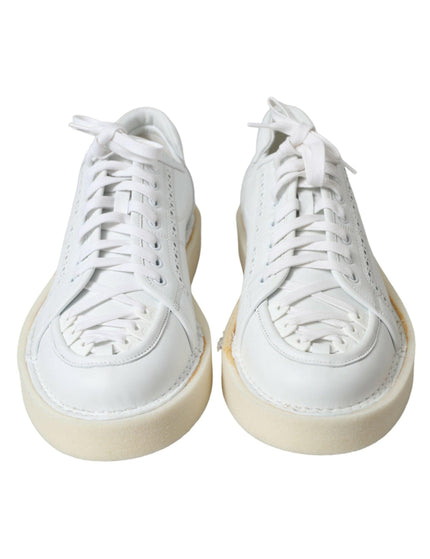 Dolce & Gabbana White Leather Low Top Oxford Sneakers Shoes - Ellie Belle