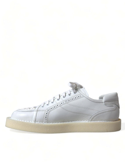 Dolce & Gabbana White Leather Low Top Oxford Sneakers Shoes - Ellie Belle