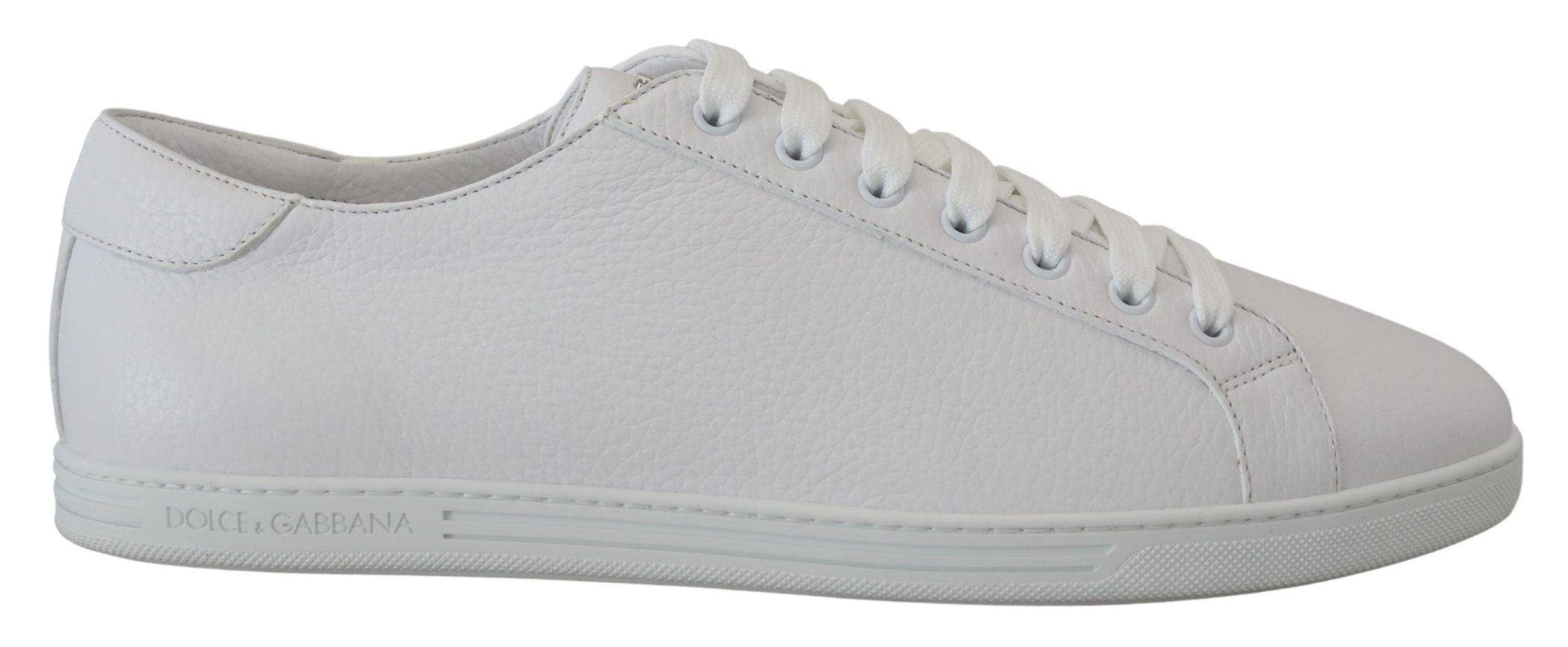 Dolce & Gabbana White Leather Low Top Sneakers Shoes - Ellie Belle