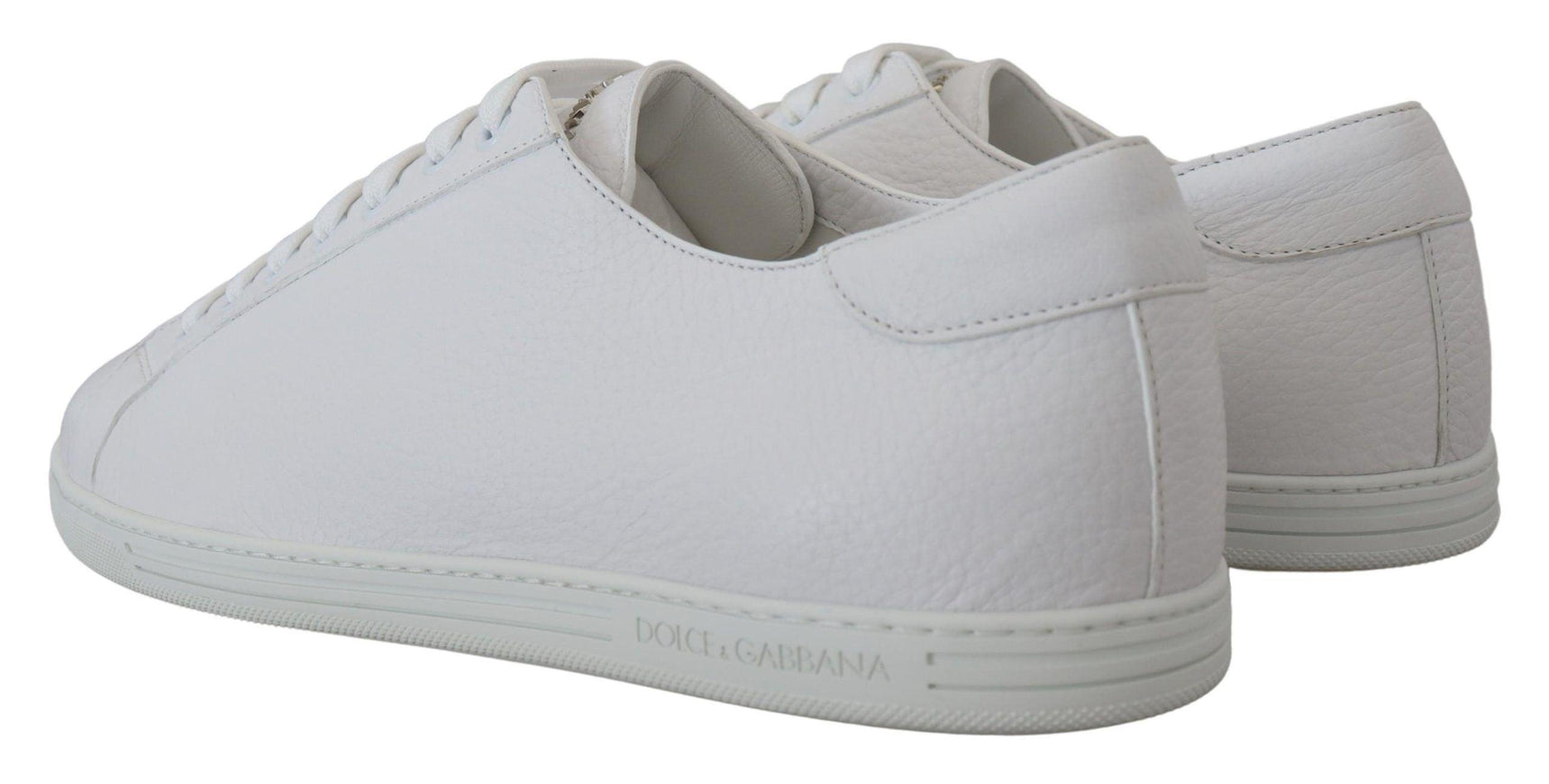 Dolce & Gabbana White Leather Low Top Sneakers Shoes - Ellie Belle