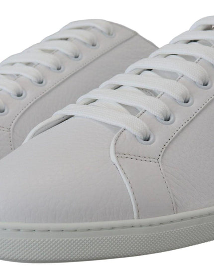 Dolce & Gabbana White Leather Low Top Sneakers Shoes - Ellie Belle