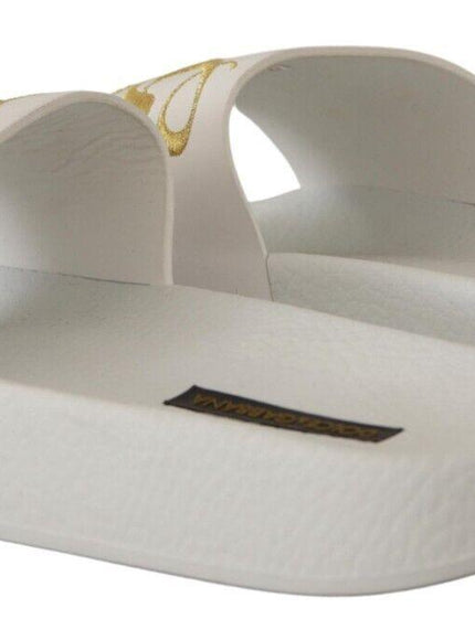 Dolce & Gabbana White Leather Luxury Hotel Slides Sandals Shoes - Ellie Belle