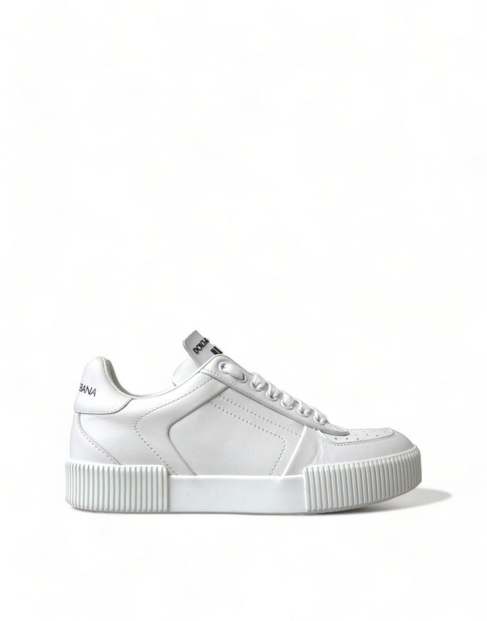 Dolce & Gabbana White Leather Miami Logo Womens Sneakers Shoes - Ellie Belle