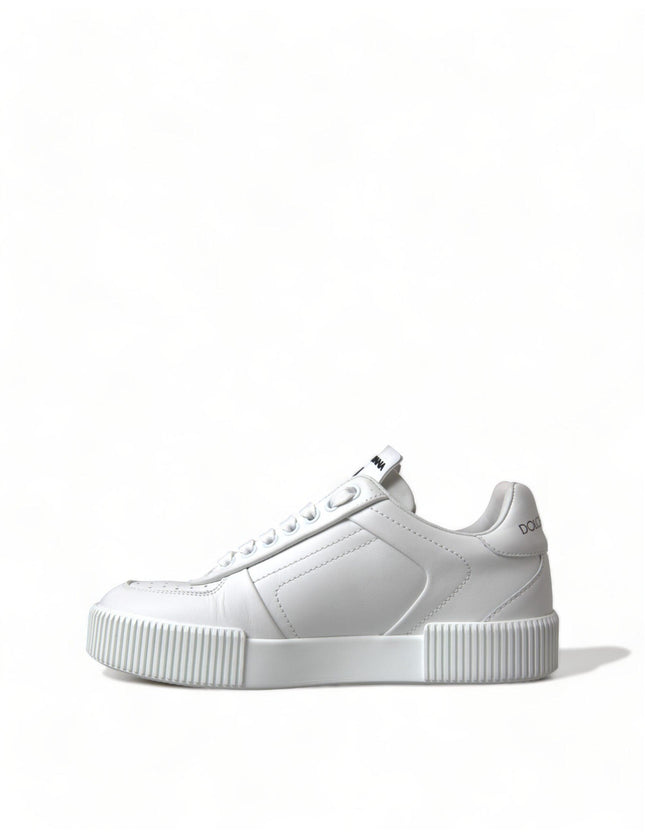 Dolce & Gabbana White Leather Miami Logo Womens Sneakers Shoes - Ellie Belle