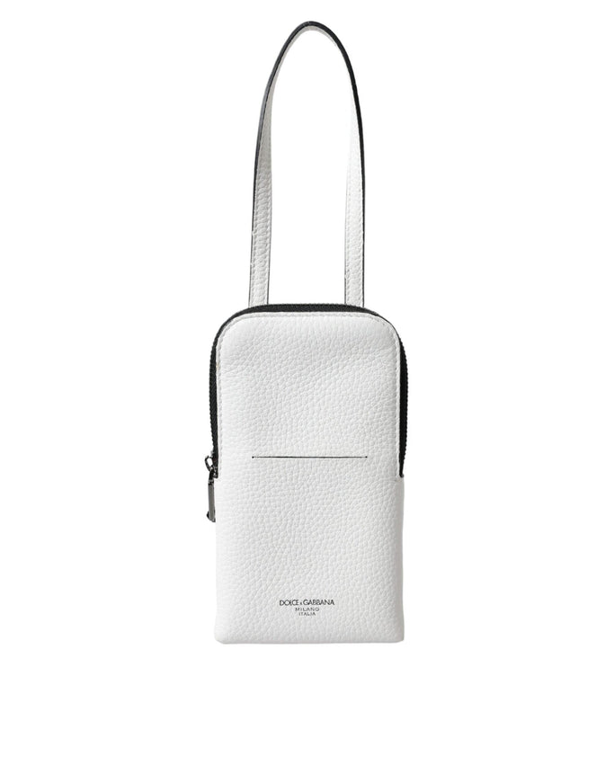 Dolce & Gabbana White Leather Purse Crossbody Sling Phone Bag - Ellie Belle