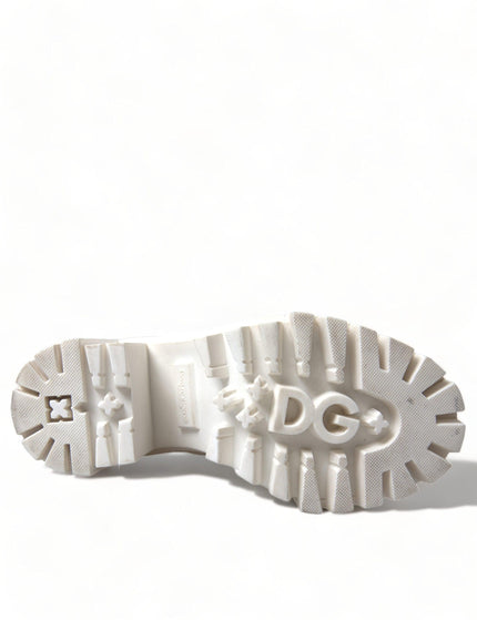 Dolce & Gabbana White Leather Rubber High Boots Shoes - Ellie Belle