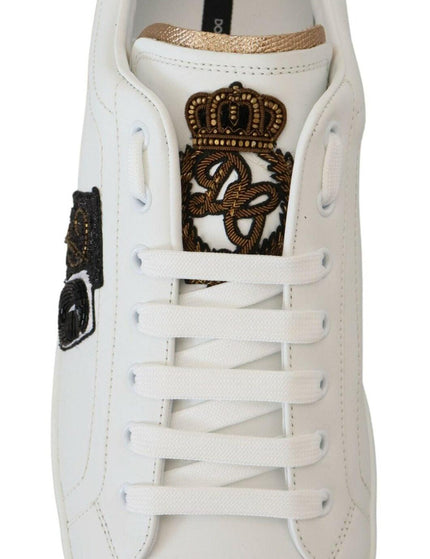 Dolce & Gabbana White Leather Sport DG Sequined Sneakers - Ellie Belle