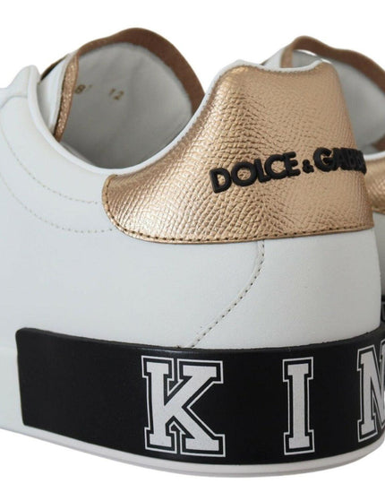 Dolce & Gabbana White Leather Sport DG Sequined Sneakers - Ellie Belle