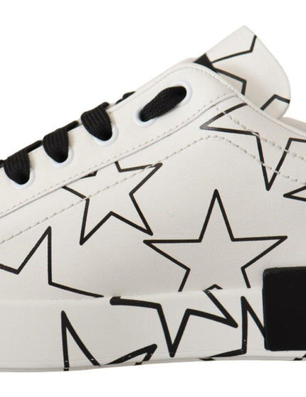 Dolce & Gabbana White Leather Stars Low Top Sneakers Shoes - Ellie Belle