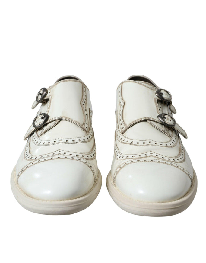 Dolce & Gabbana White Leather Strap Men Derby Dress Shoes - Ellie Belle