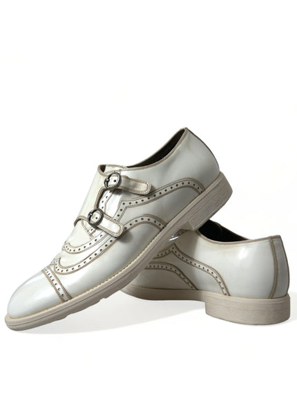 Dolce & Gabbana White Leather Strap Men Derby Dress Shoes - Ellie Belle