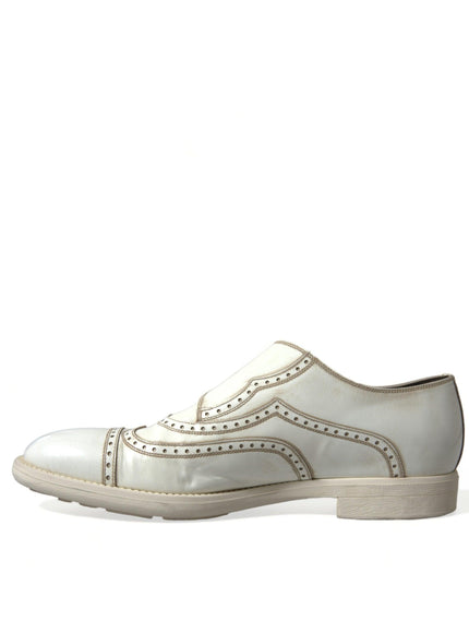 Dolce & Gabbana White Leather Strap Men Derby Dress Shoes - Ellie Belle