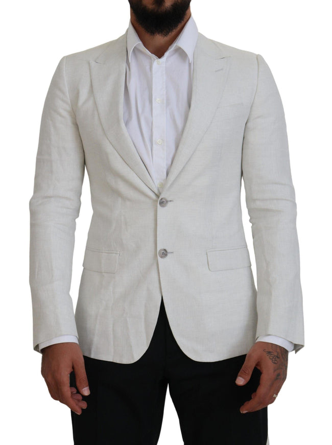 Dolce & Gabbana White Linen Slim Fit Jacket Blazer - Ellie Belle