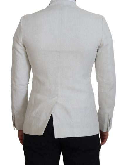 Dolce & Gabbana White Linen Slim Fit Jacket Blazer - Ellie Belle