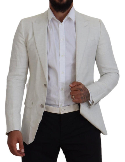 Dolce & Gabbana White Linen Slim Fit Jacket Blazer - Ellie Belle