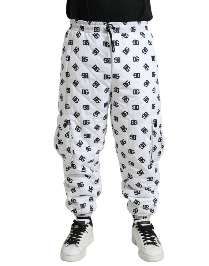 Dolce & Gabbana White Logo DG Print Men Jogger Sweatpants Pants - Ellie Belle