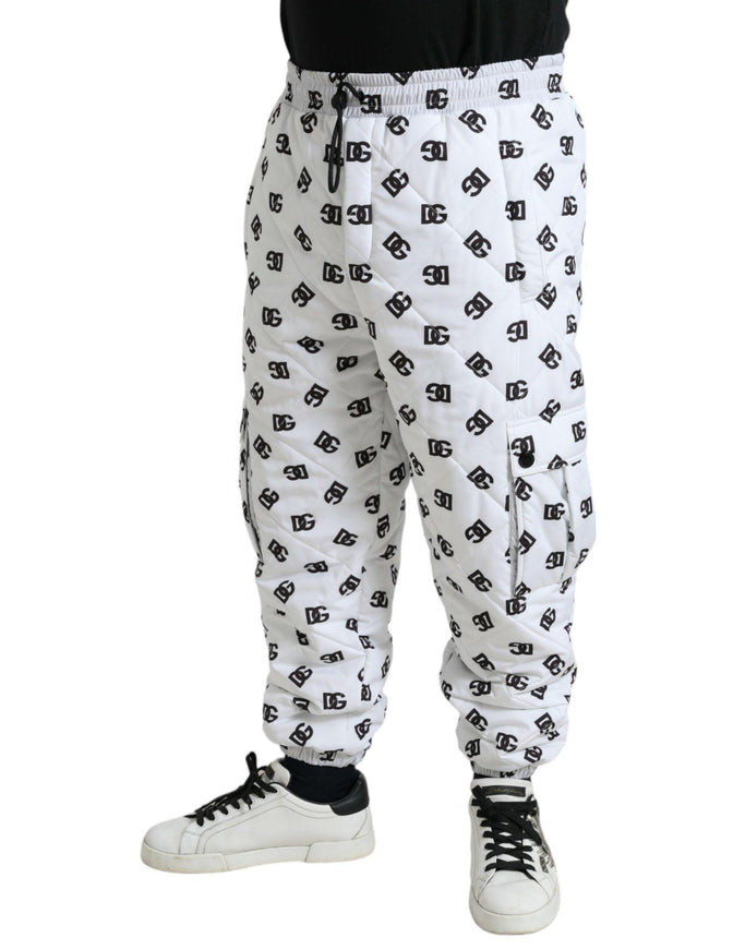 Dolce & Gabbana White Logo DG Print Men Jogger Sweatpants Pants - Ellie Belle