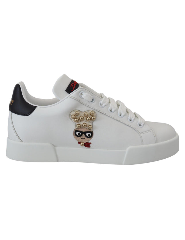 Dolce & Gabbana White Logo Patch Embellished Sneakers Shoes - Ellie Belle