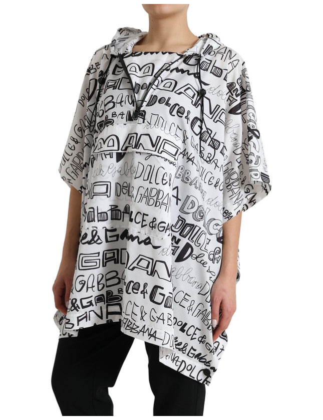 Dolce & Gabbana White Logo Print Hooded Blouson T-shirt Top - Ellie Belle