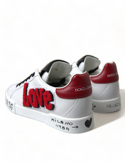 Dolce & Gabbana White Love Patch Portofino Classic Sneakers Shoes - Ellie Belle