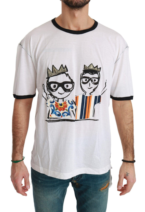 Dolce & Gabbana White Men Print #dgfamily Cotton T-shirt - Ellie Belle