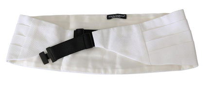 Dolce & Gabbana White Men Waist Belt Cotton Cummerbund - Ellie Belle