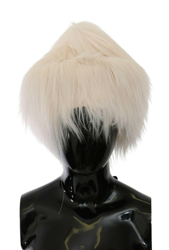 Dolce & Gabbana White Modacrylic Fur Beanie Long Hat - Ellie Belle