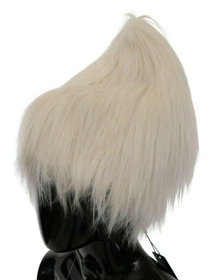 Dolce & Gabbana White Modacrylic Fur Beanie Long Hat - Ellie Belle