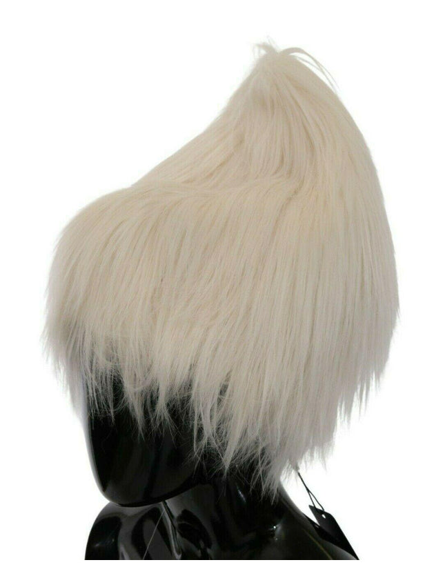 Dolce & Gabbana White Modacrylic Fur Beanie Long Hat - Ellie Belle