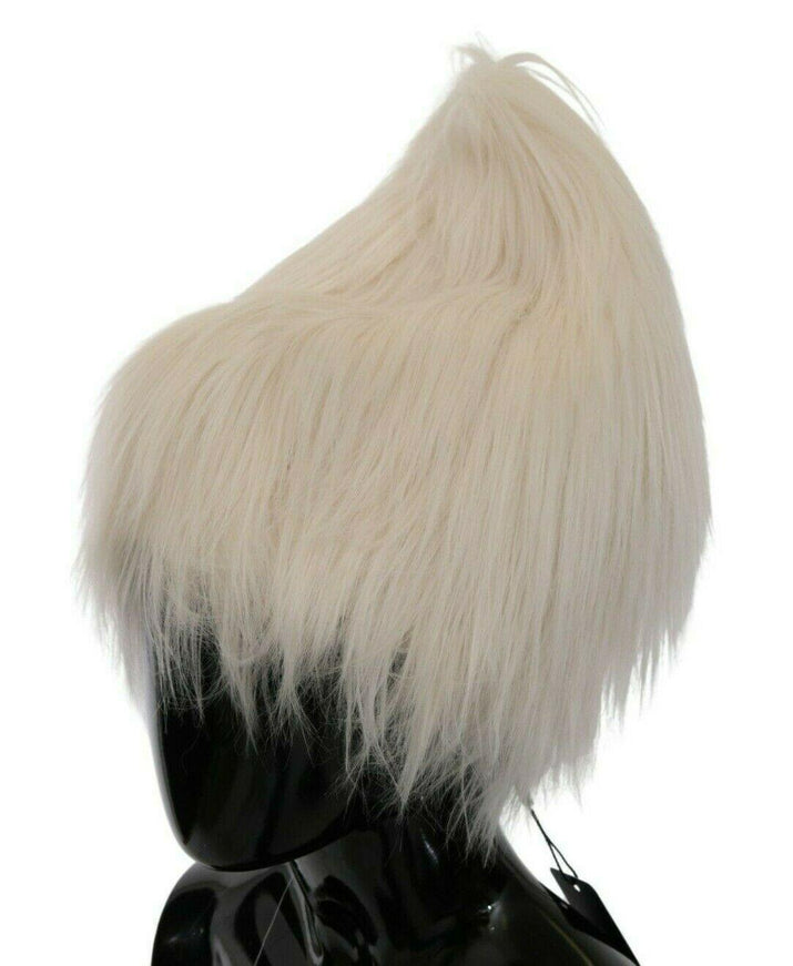 Dolce & Gabbana White Modacrylic Fur Beanie Long Hat - Ellie Belle