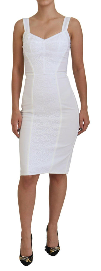 Dolce & Gabbana White Nylon Bodycon Bustier Sheath Dress - Ellie Belle