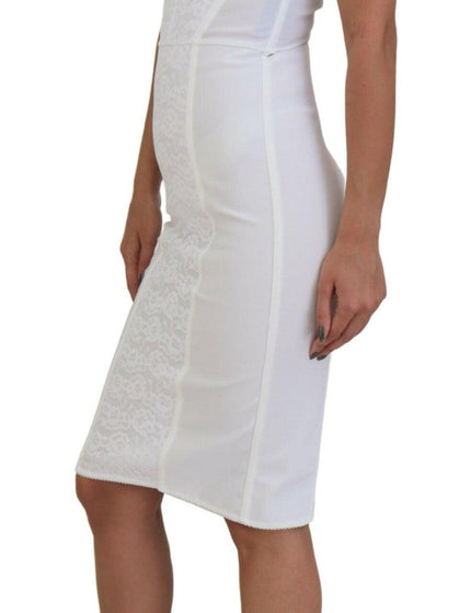 Dolce & Gabbana White Nylon Bodycon Bustier Sheath Dress - Ellie Belle