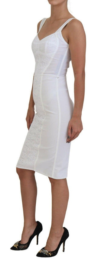 Dolce & Gabbana White Nylon Bodycon Bustier Sheath Dress - Ellie Belle