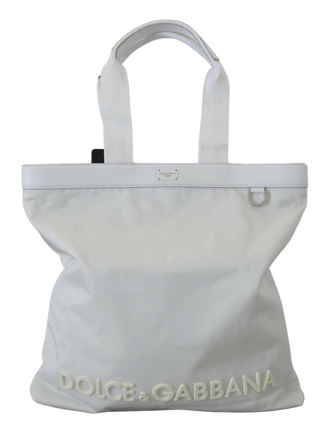 Dolce & Gabbana White Nylon DG Logo Women Shopping Hand Tote Bag - Ellie Belle